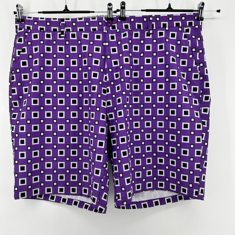 Hreski Shorts Mens 44 X 9 Purple Square Chino Golf Loud Dadcore Casual